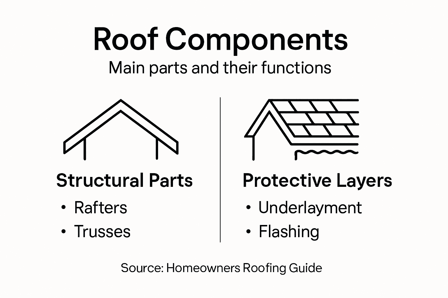 Infographic showing key roof components and roles