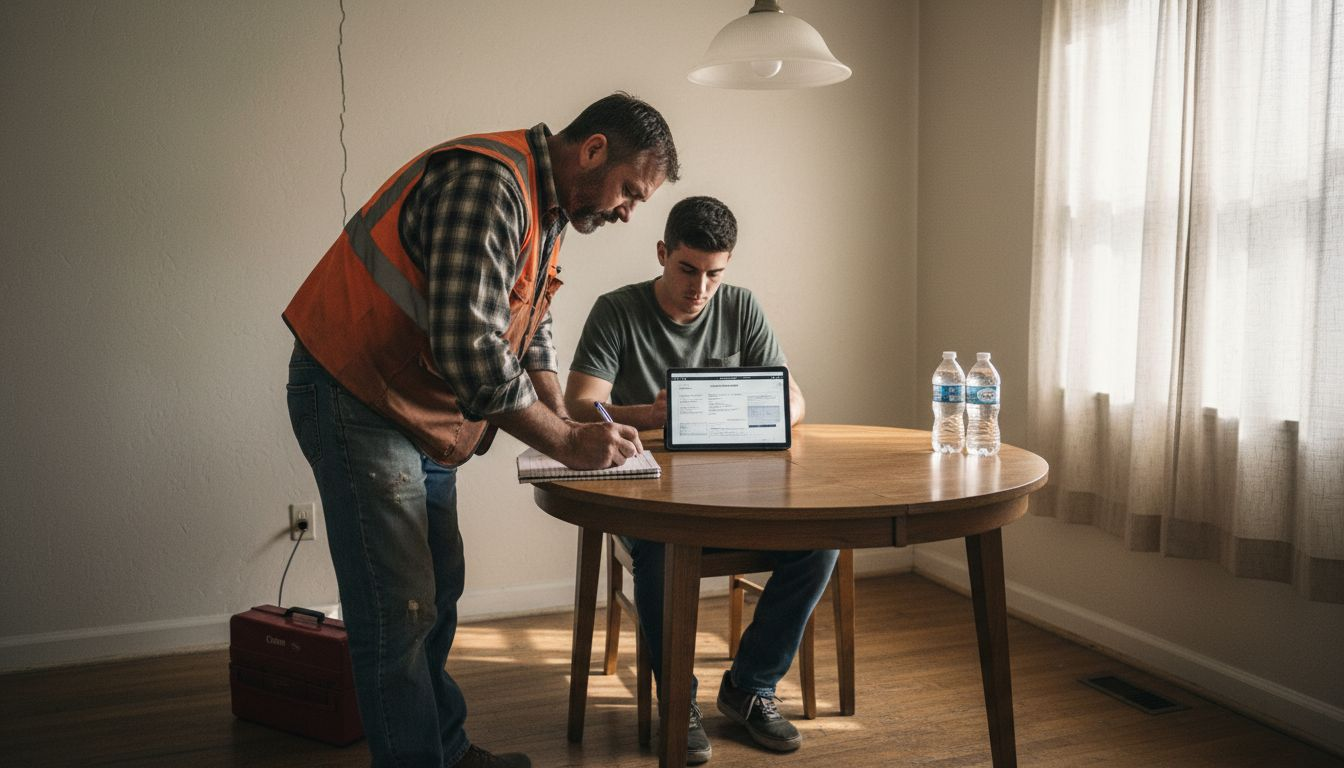 Contractor meeting homeowner at dining table
