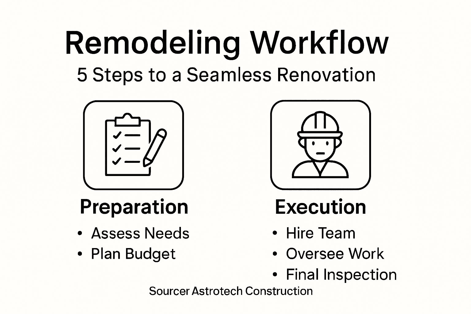 Infographic of five-step remodeling workflow