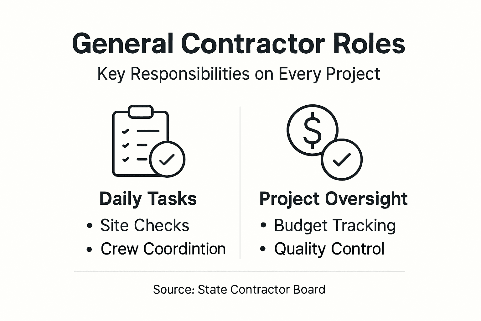 Infographic outlining general contractor core duties