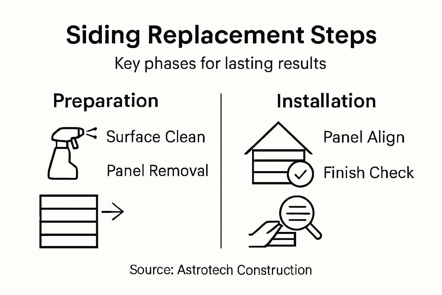 Infographic of siding replacement process steps