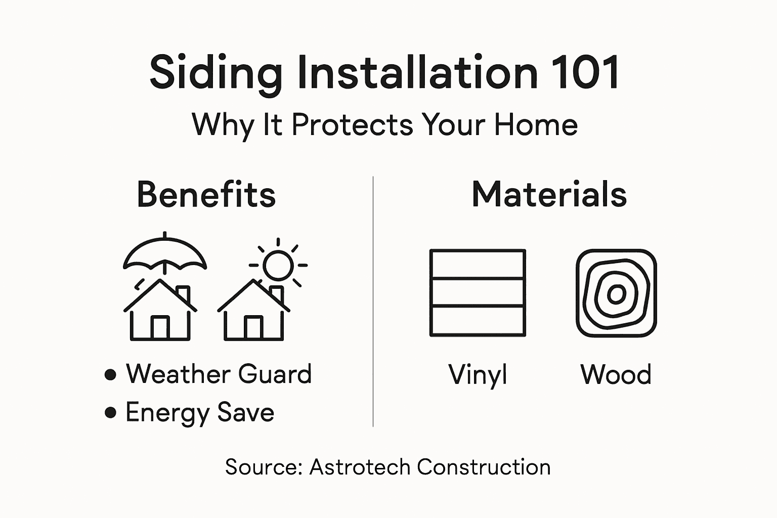 Infographic showing benefits and materials of siding