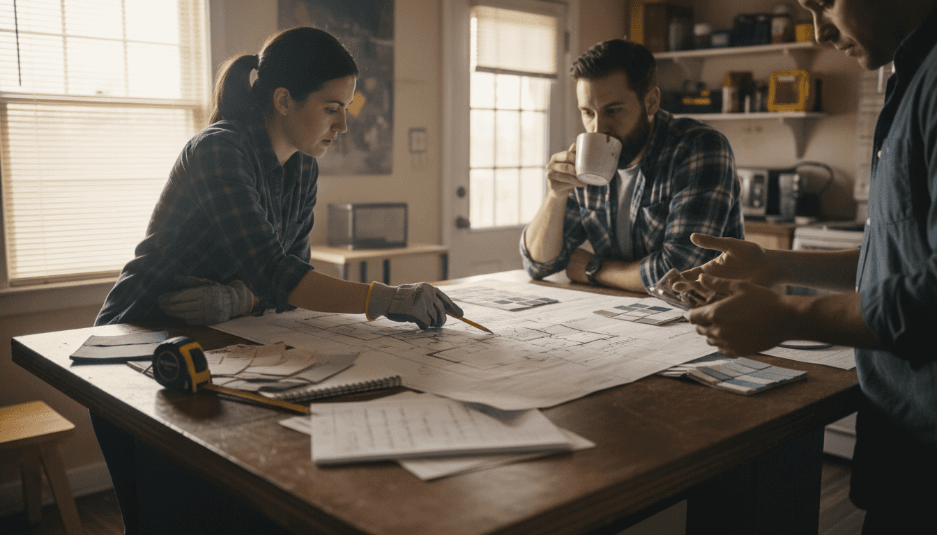 Renovation team collaborates on kitchen plans