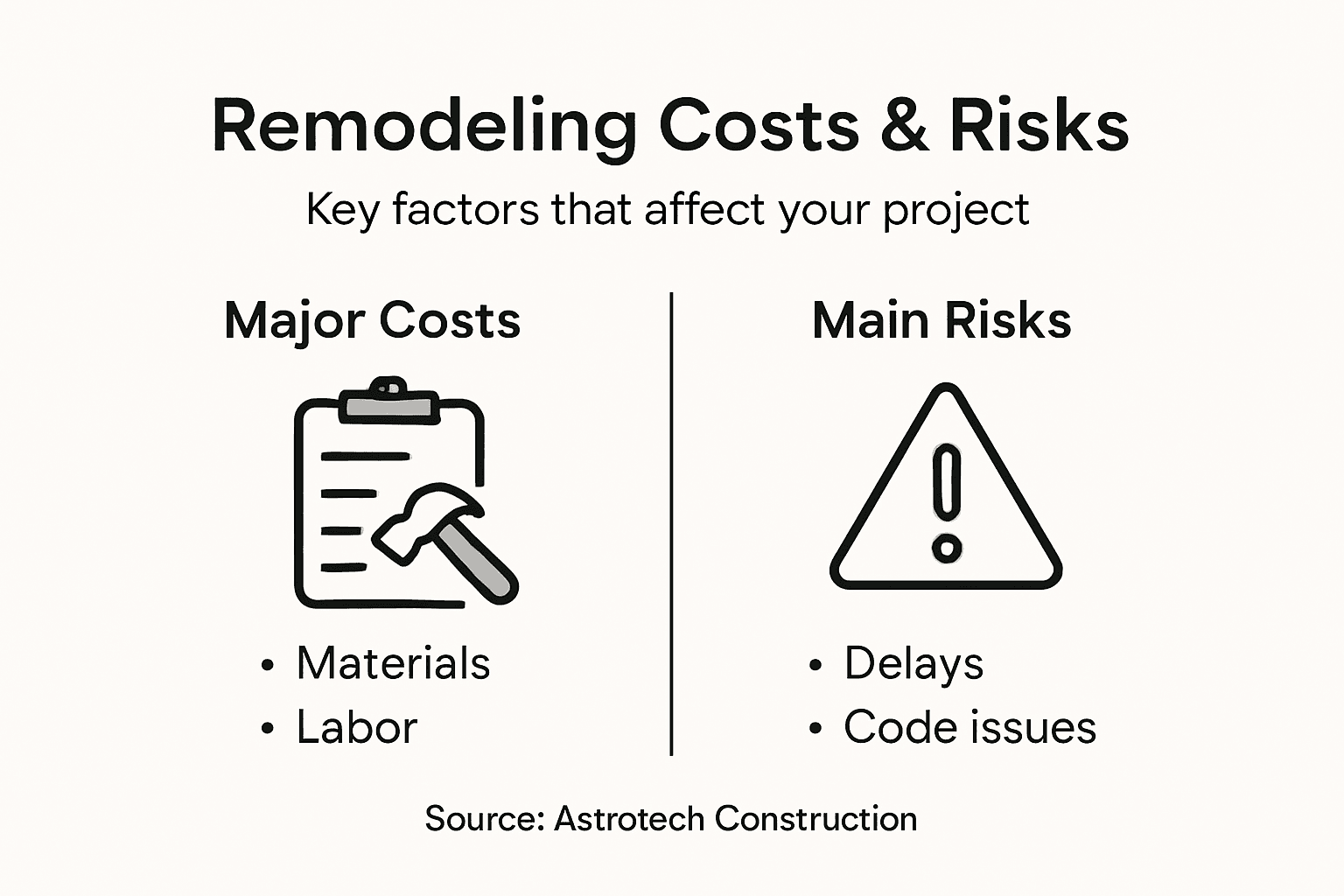 Infographic on commercial remodeling costs and risks