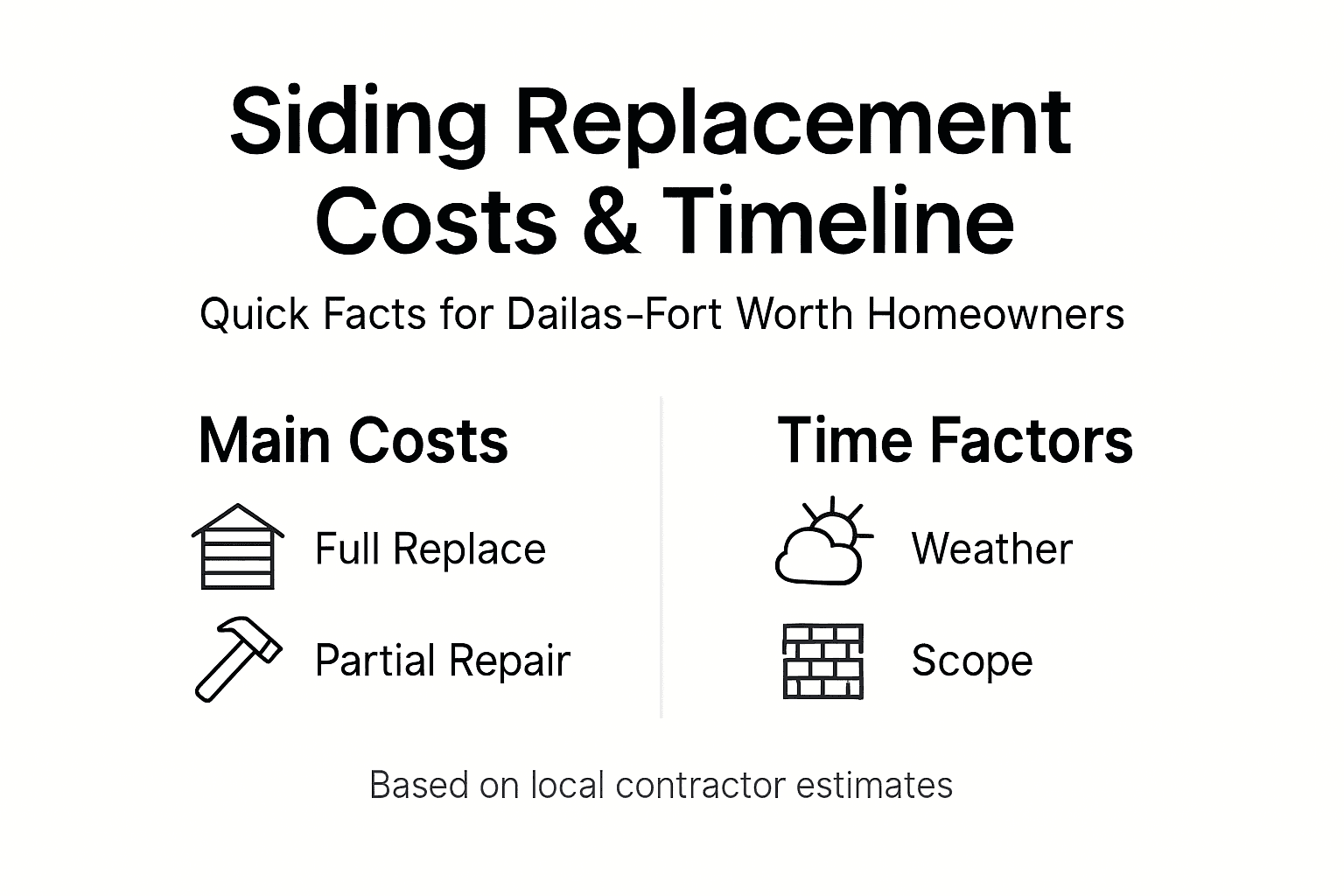 Infographic showing costs and timeline for siding