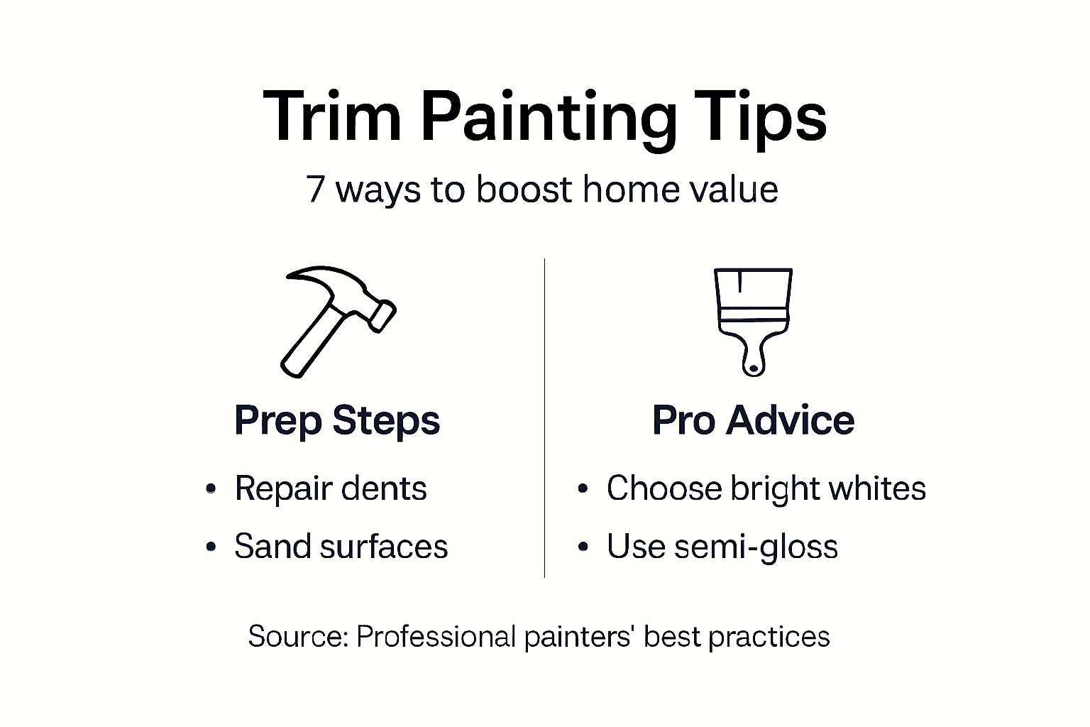 Infographic with key trim painting tips overview