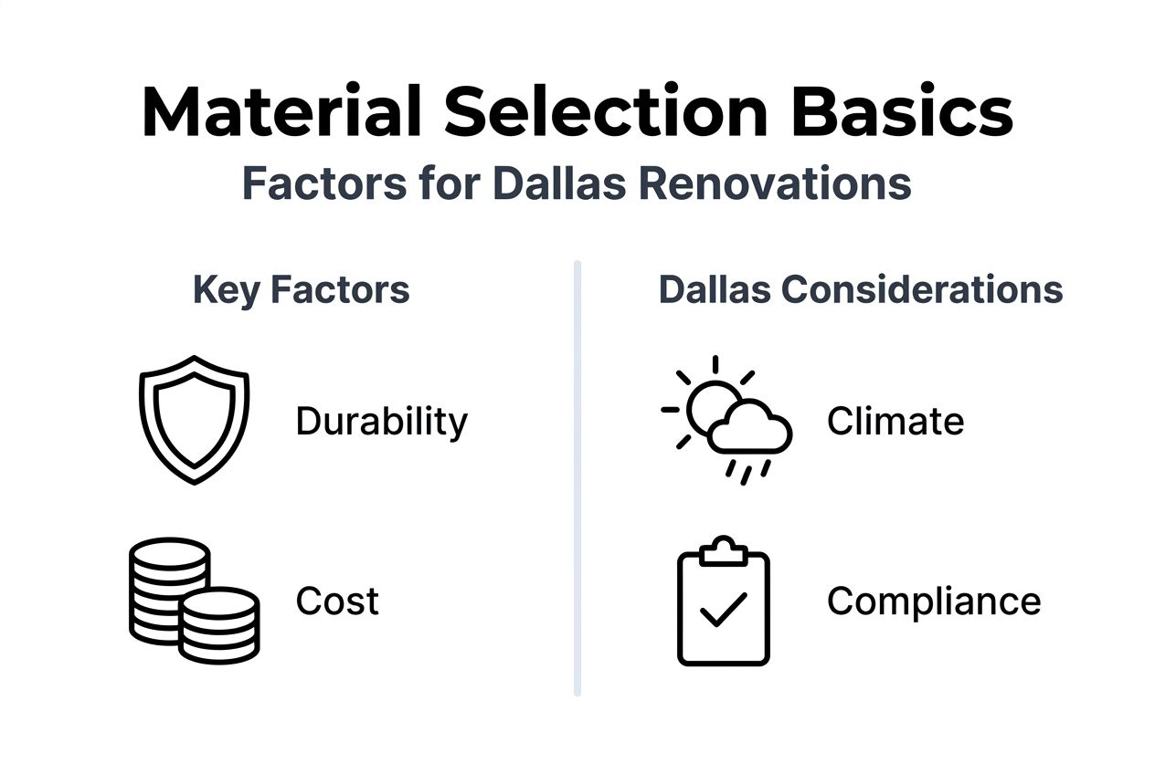 Infographic outlining Dallas material selection framework