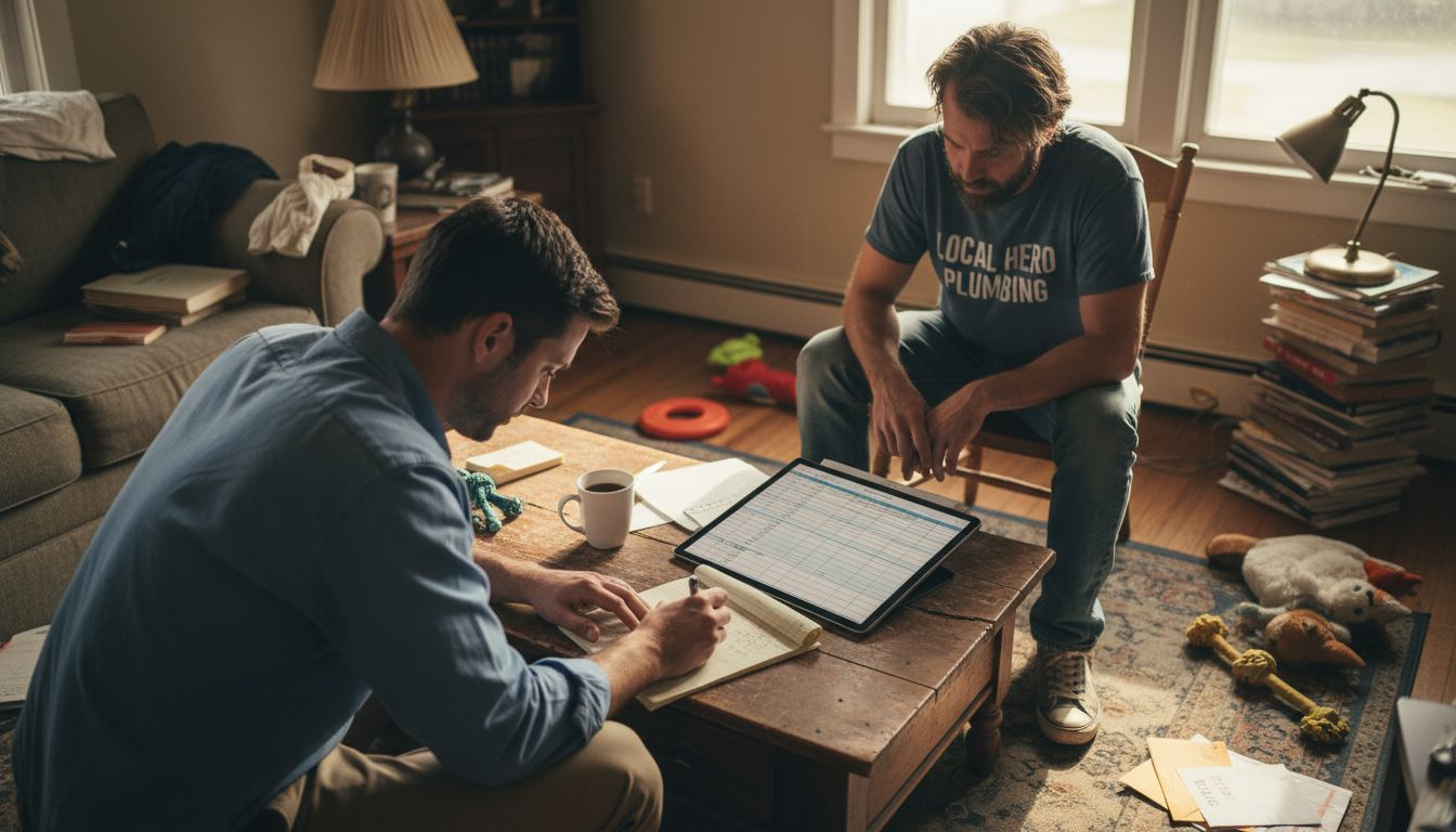 Project manager and homeowner reviewing remodeling costs
