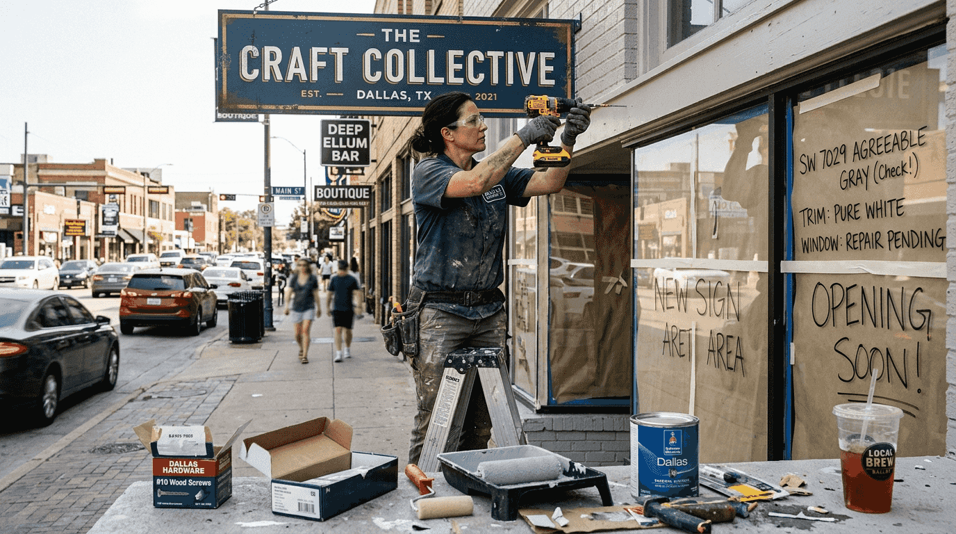 Contractor installs signage on Dallas storefront