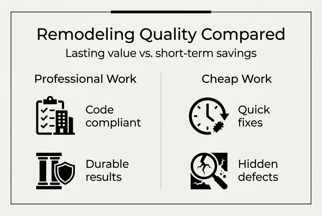 Infographic comparing remodeling quality differences