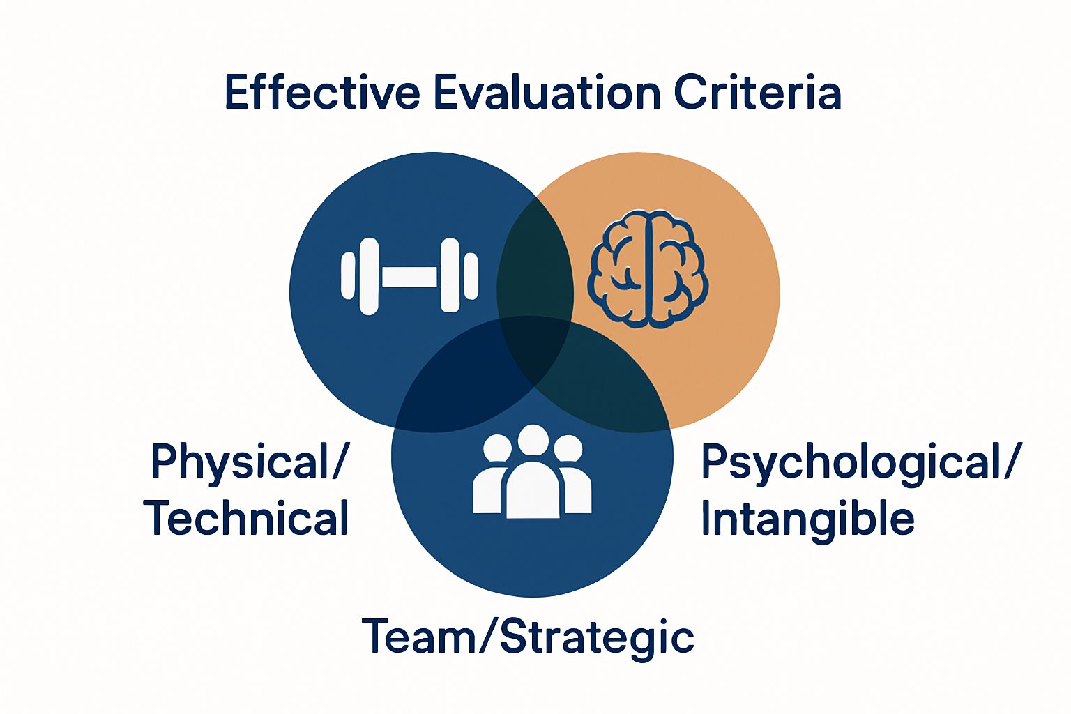 Infographic illustrating three key categories of basketball evaluation criteria and their overlap