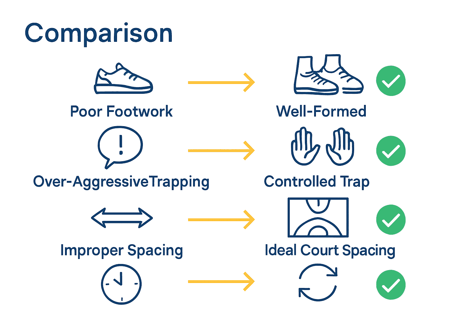 Infographic highlighting mistakes and solutions in full court press defense
