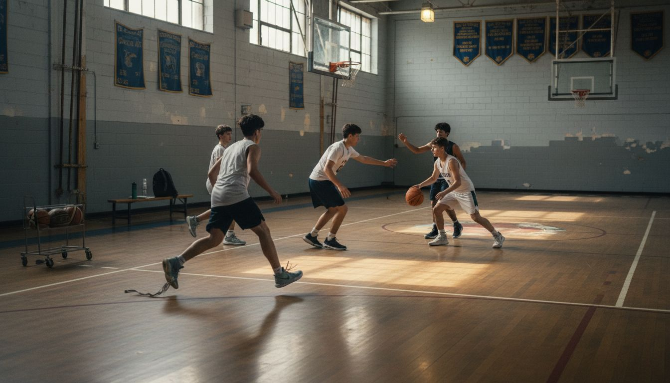 Players demonstrating Flex Offense set
