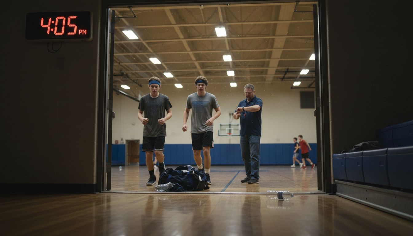 Players late to basketball practice entry