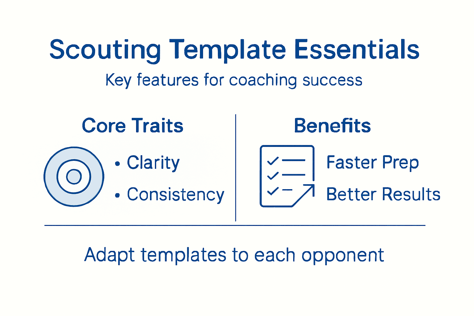 Infographic outlining core traits and benefits of scouting templates