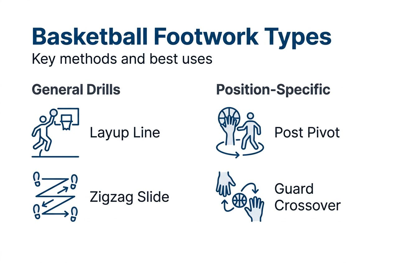 Infographic comparing basketball footwork types