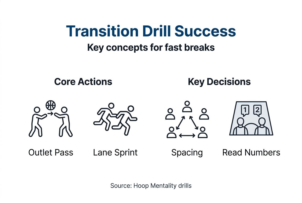 Infographic for fast break transition steps
