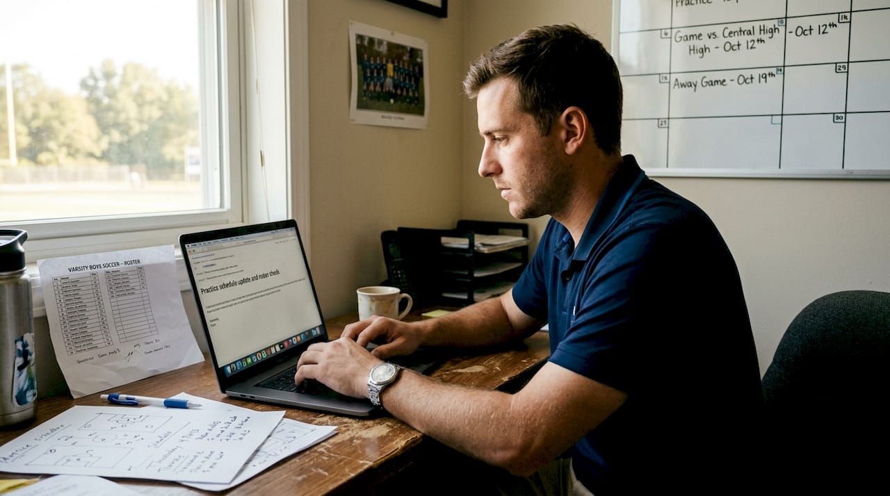Coach writing weekly parent email update