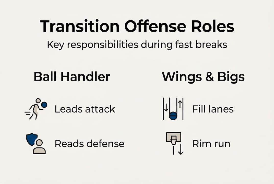 Infographic showing transition offense roles