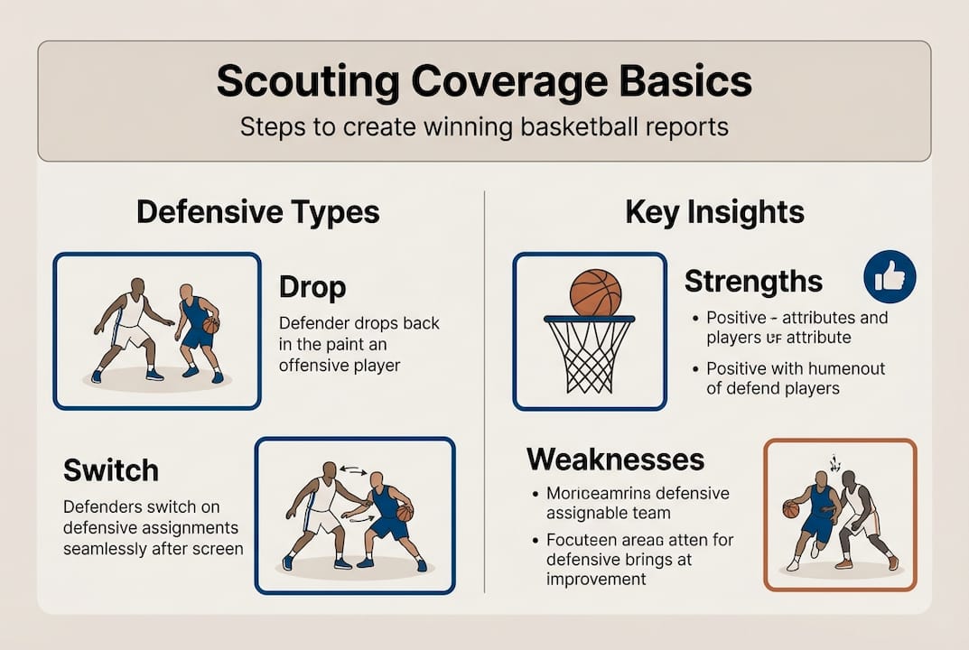 Infographic on basketball scouting report steps