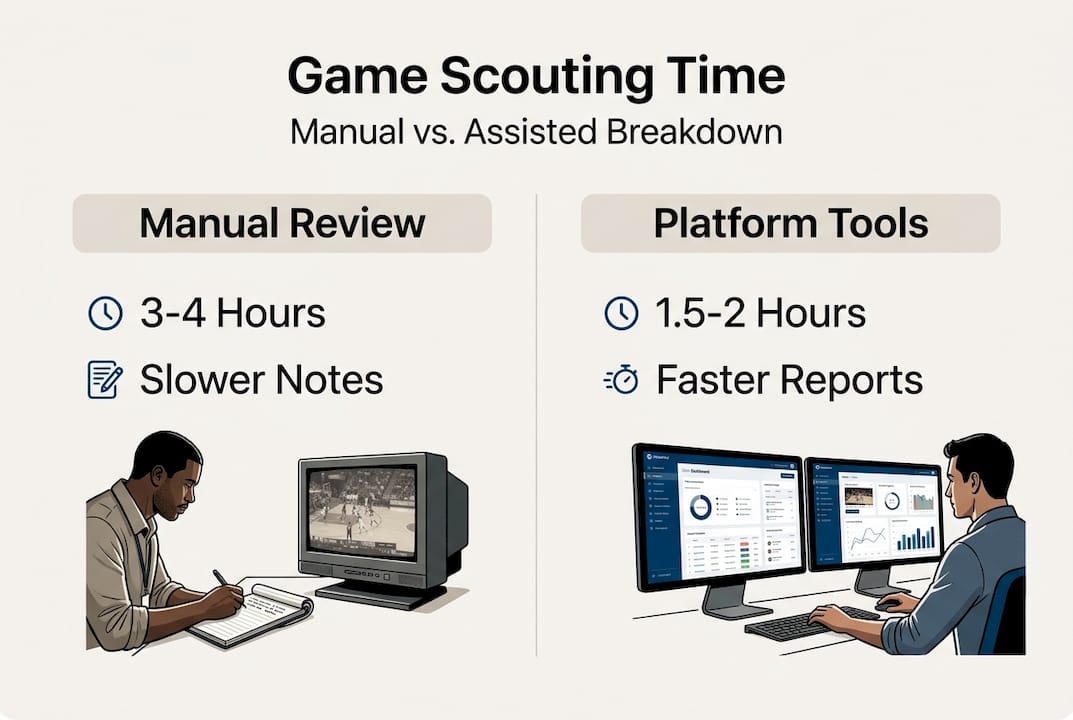 Infographic comparing manual and platform video scouting