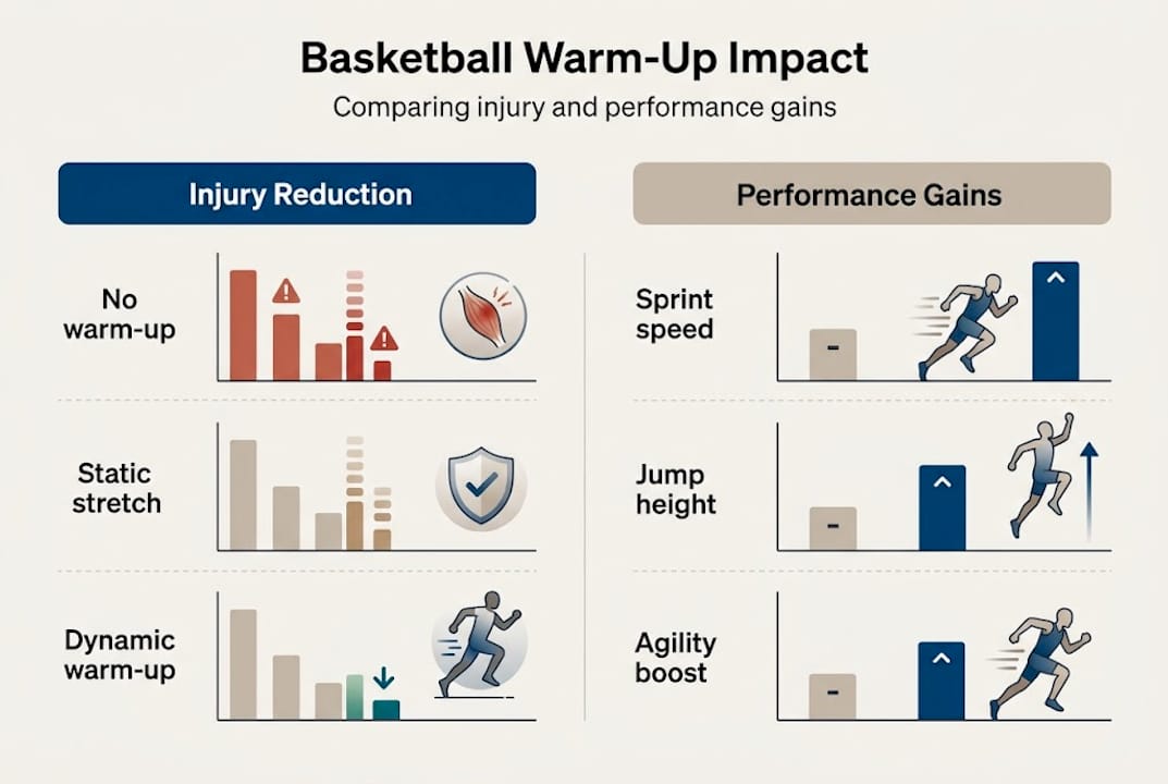 Infographic comparing warm-up injury and performance