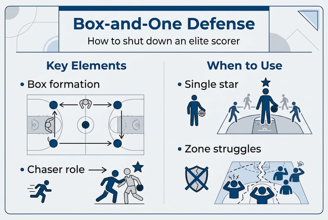 Infographic details box-and-one defense structure