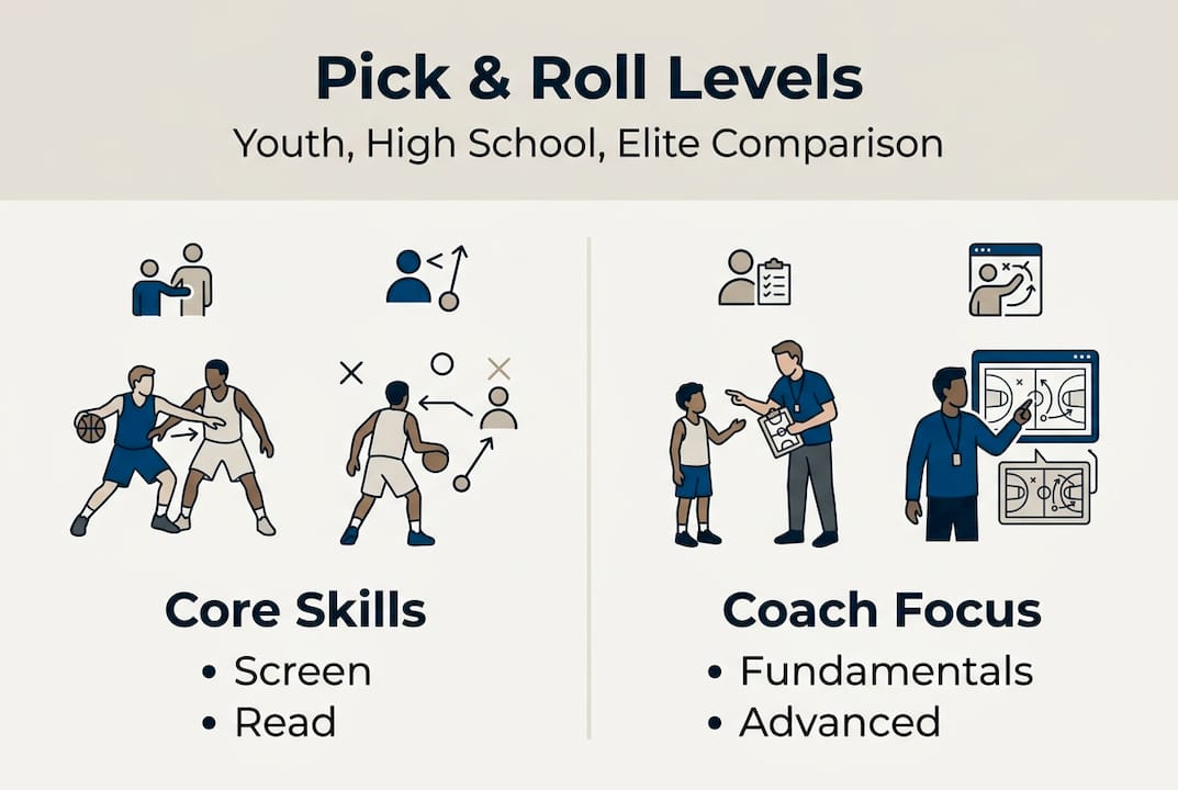 Infographic showing pick and roll levels and skills