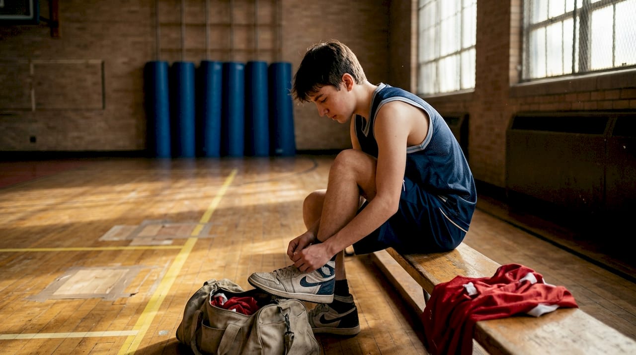 Player by gym mats symbolizing evaluation pillars