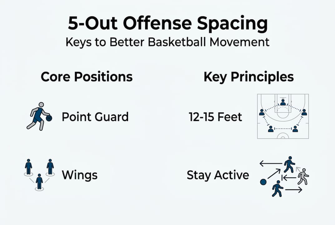Infographic highlighting 5-out offense spacing