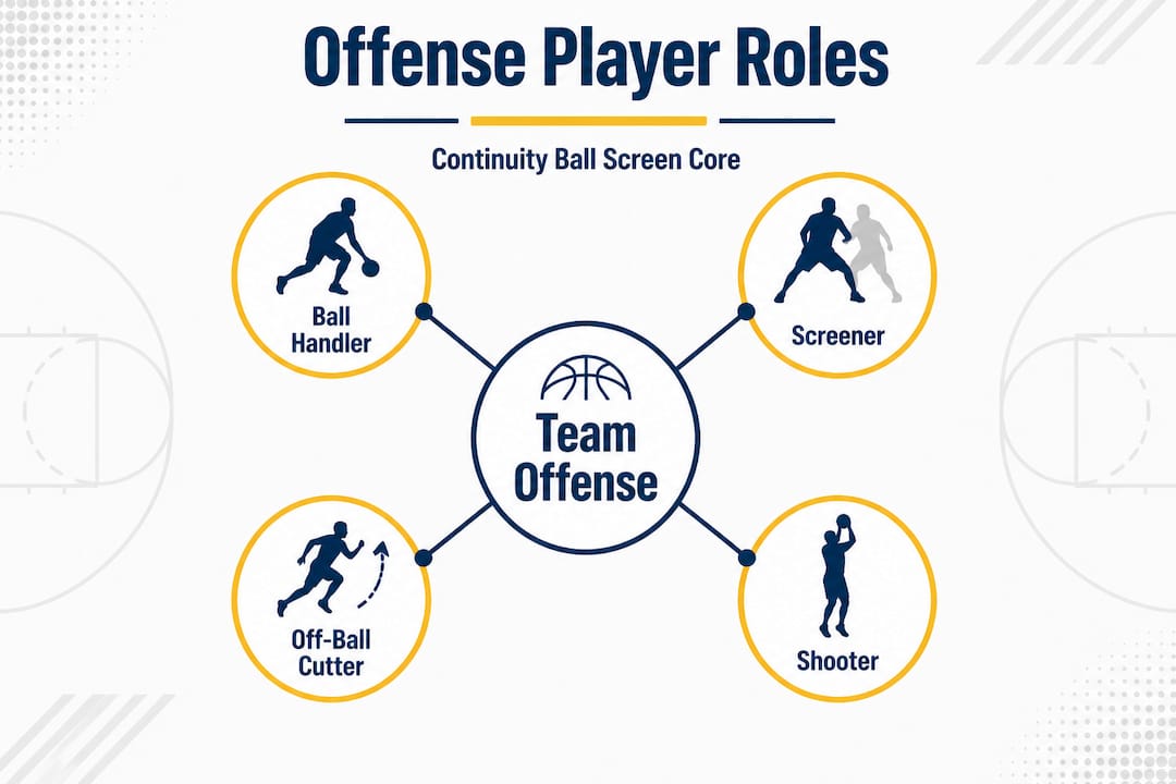 Infographic diagram of ball screen player roles
