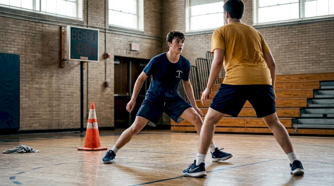 Player practicing hedge defensive footwork