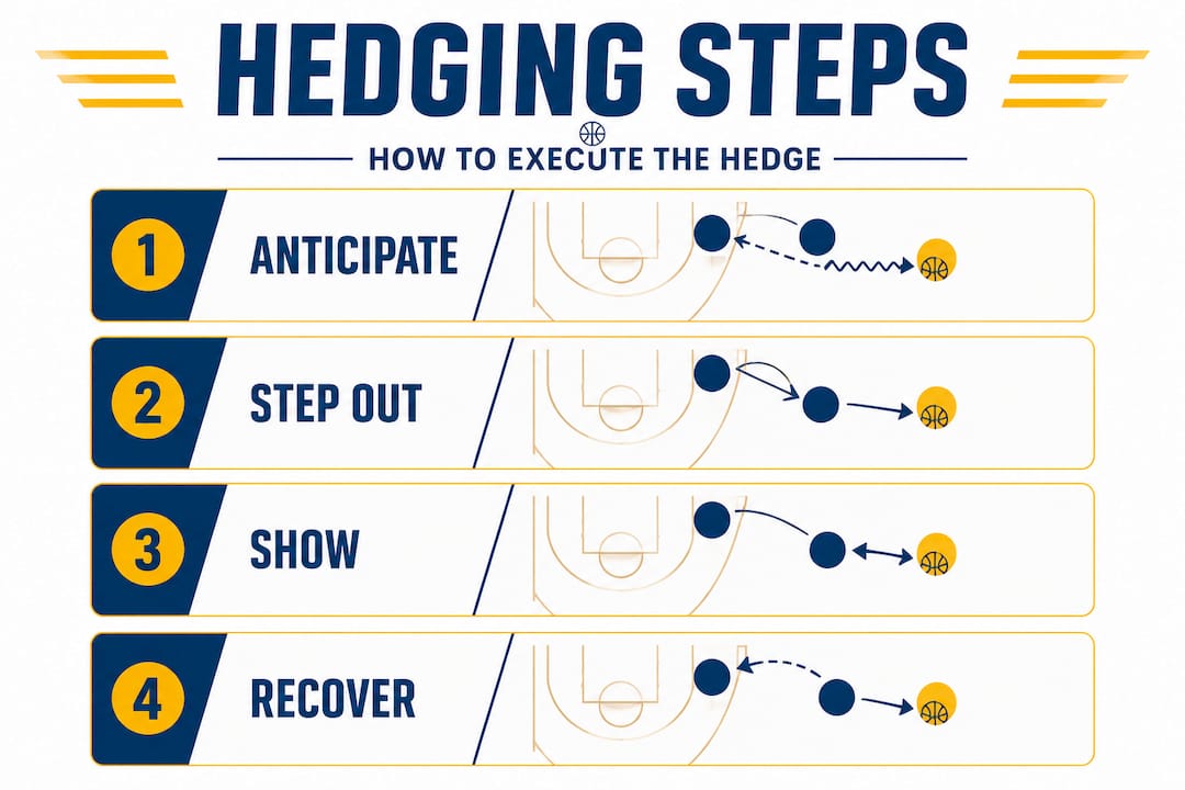 Infographic of four steps for hedging defense