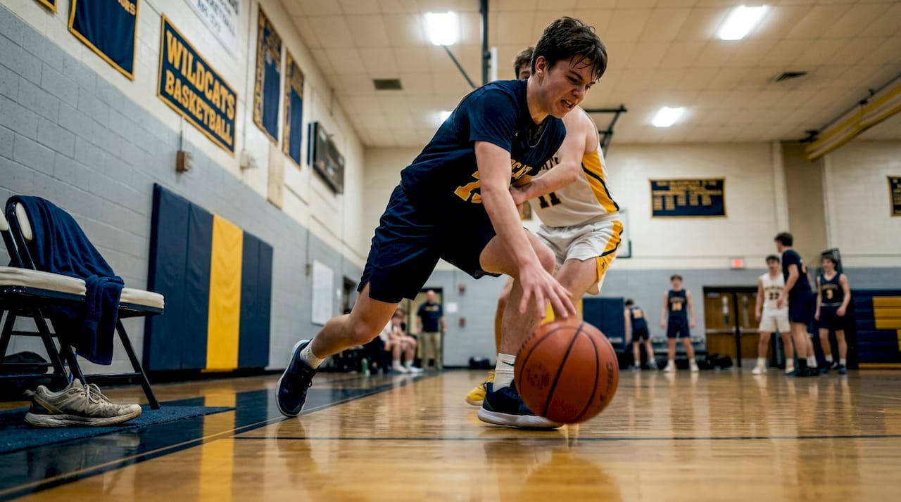 Player executing controlled dribble penetration lane