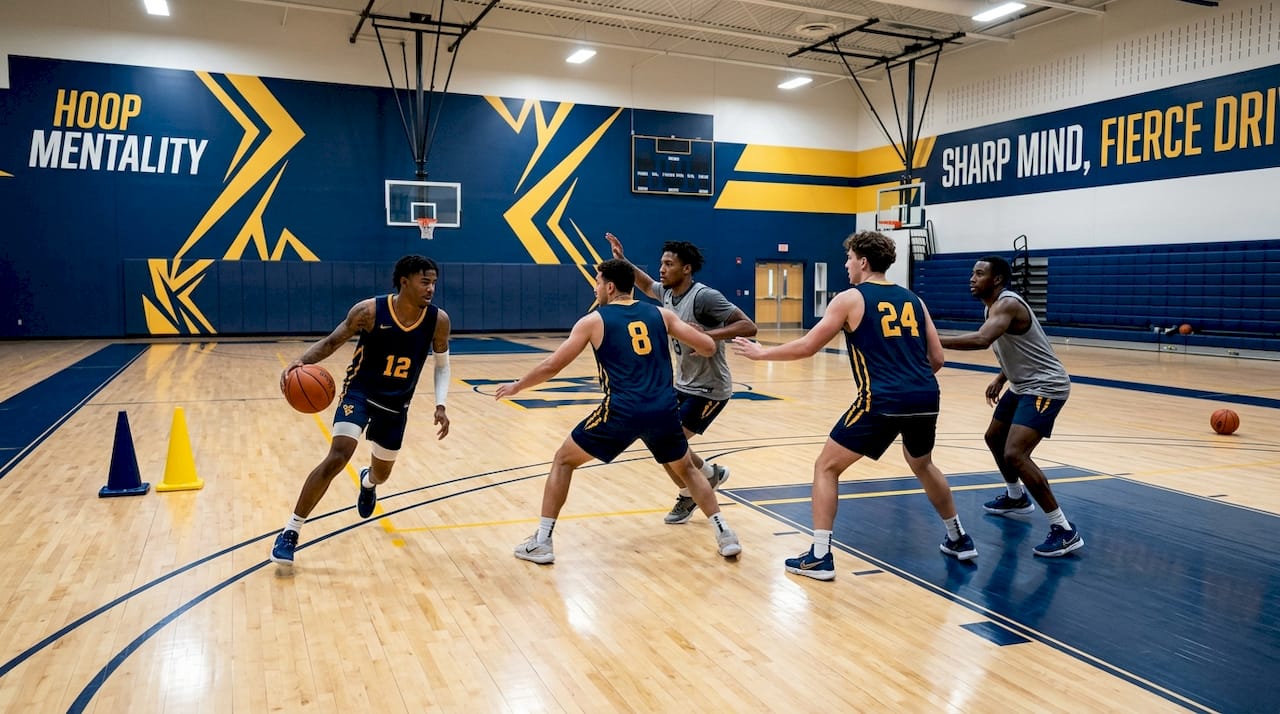 Players running horn set flex action drill