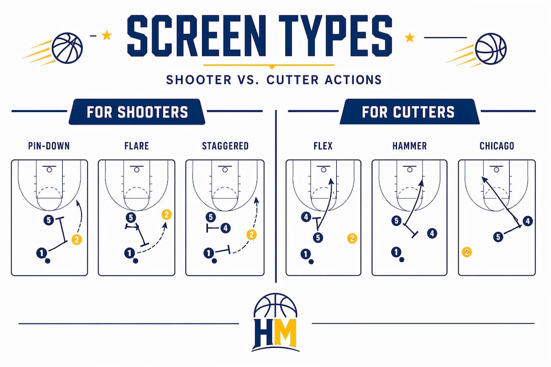 Infographic comparing off-ball screen types