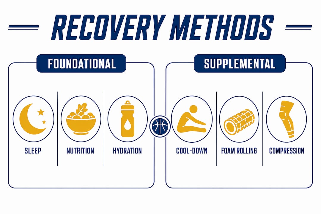 Infographic comparing foundational versus supplemental recovery methods