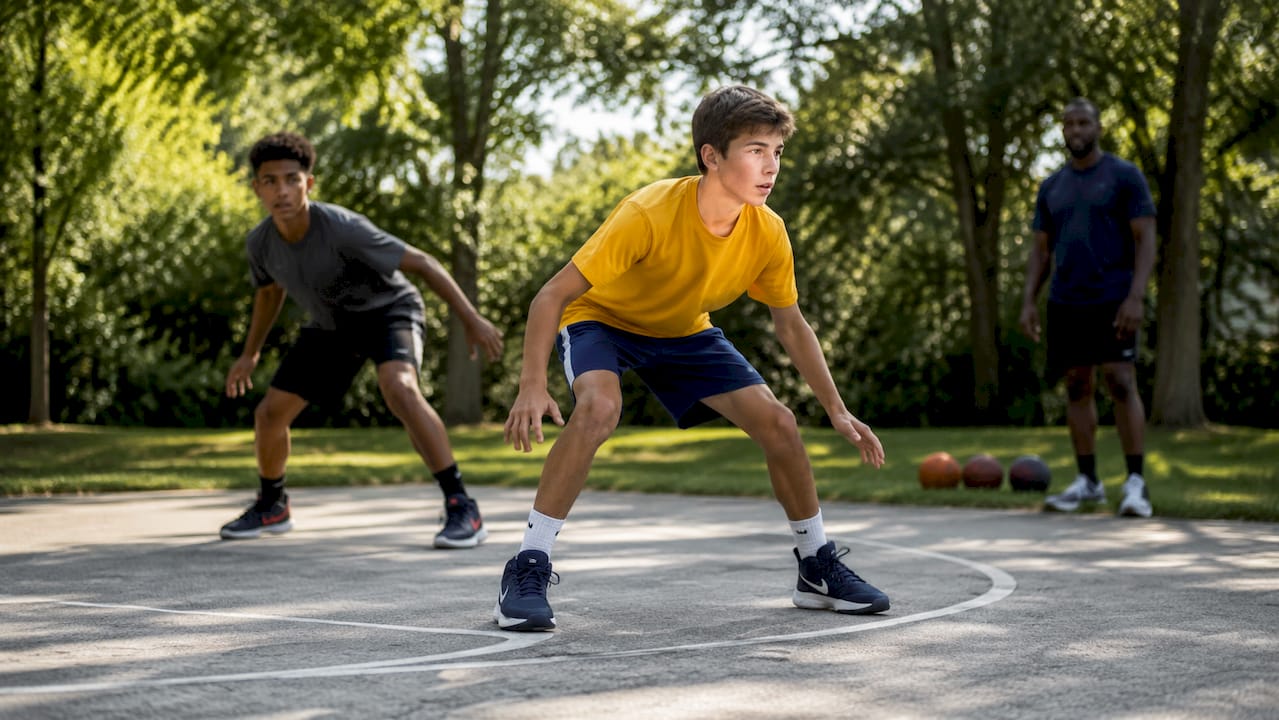 Youth players walking through zone defense positions