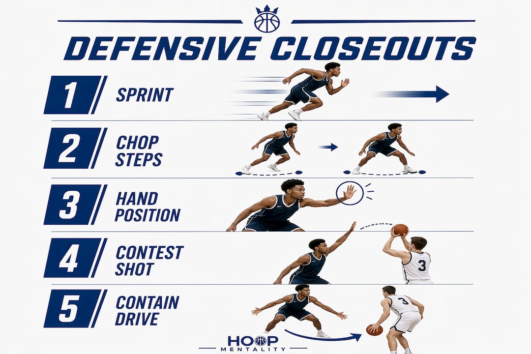 Infographic showing defensive closeout steps