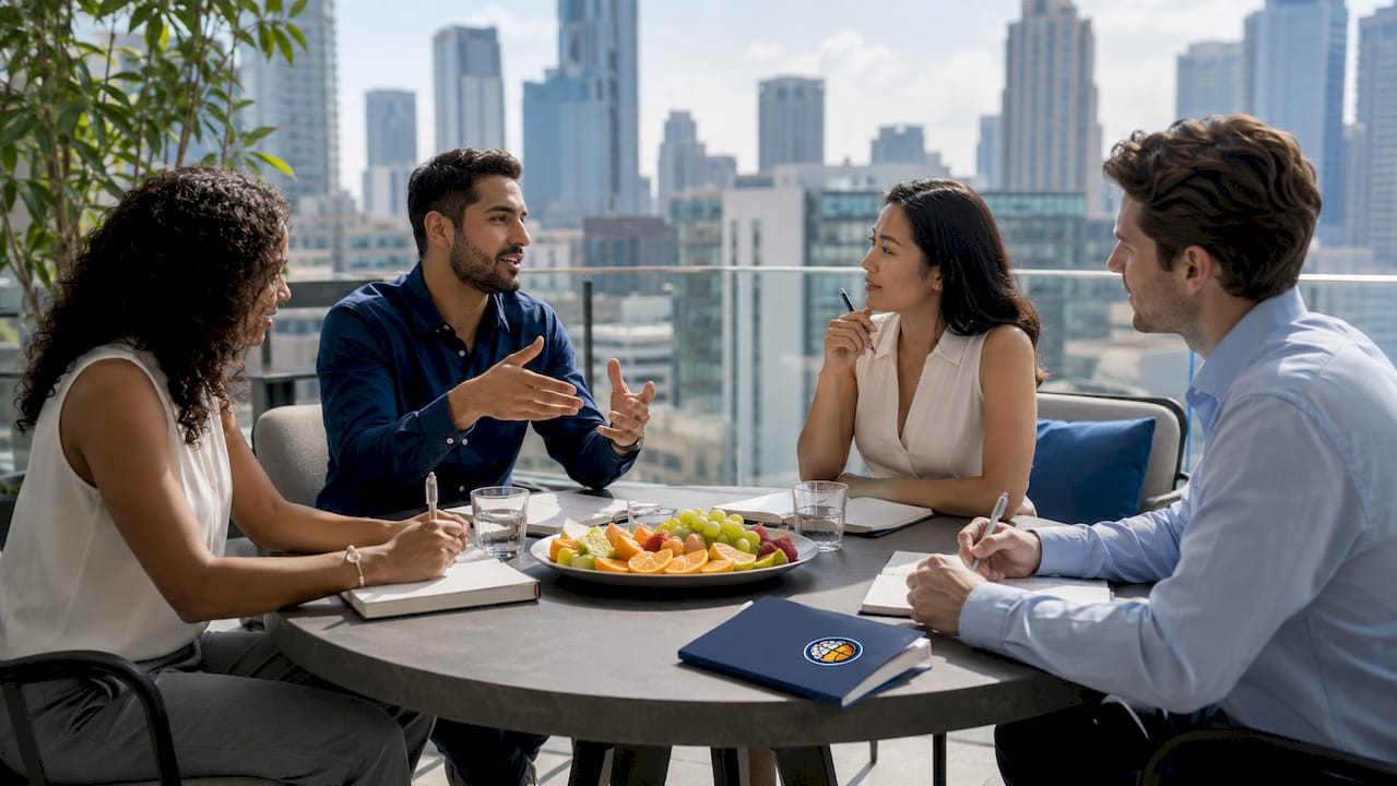 Team discussing conflict in conference room
