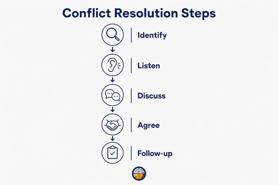 Infographic showing conflict resolution steps