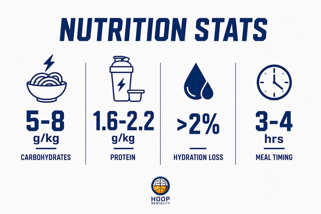 Infographic showing key basketball nutrition statistics