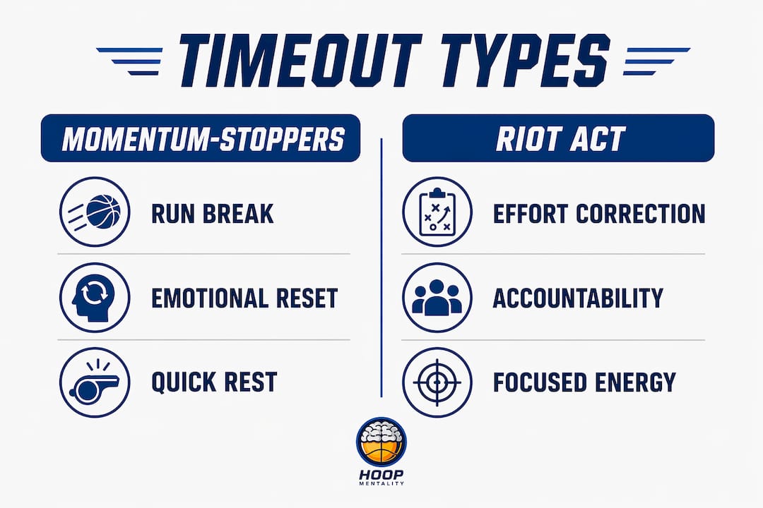 Infographic comparing two main timeout types in basketball