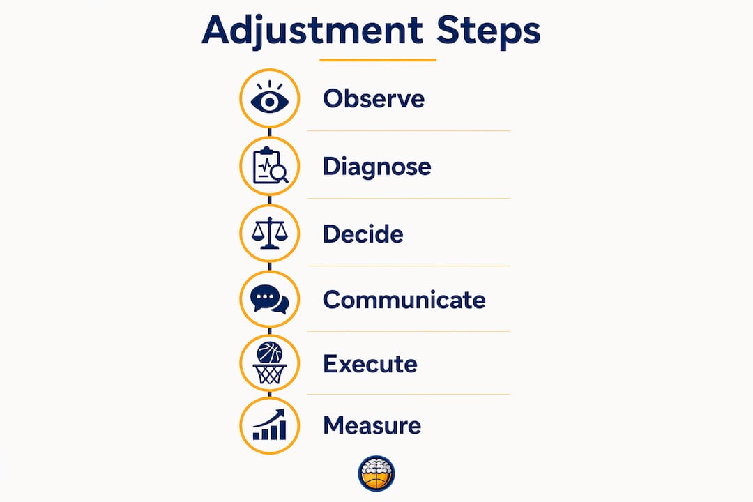 Infographic illustrating steps of player adjustment strategies