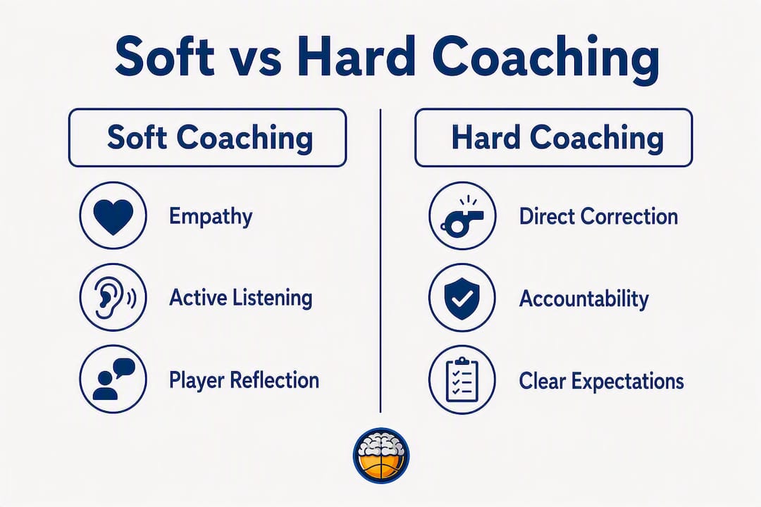 Infographic comparing soft and hard coaching methods