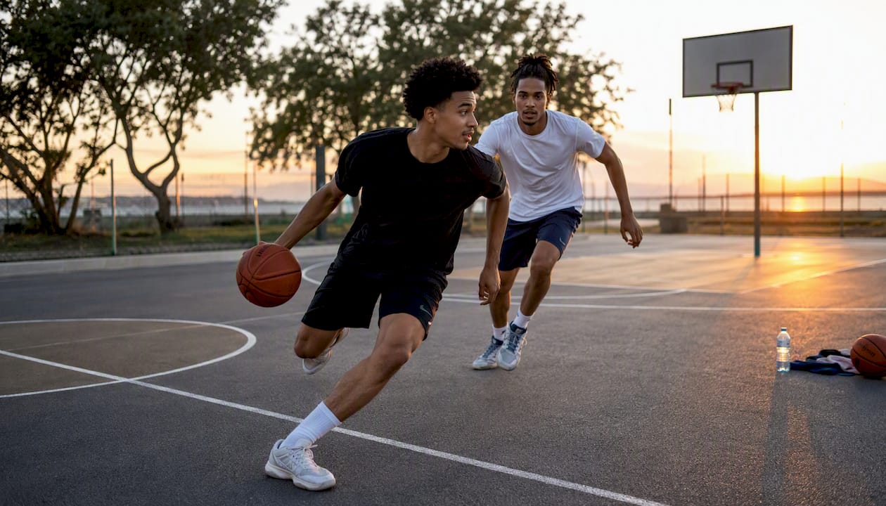 Player cutting sharply to basket for lob