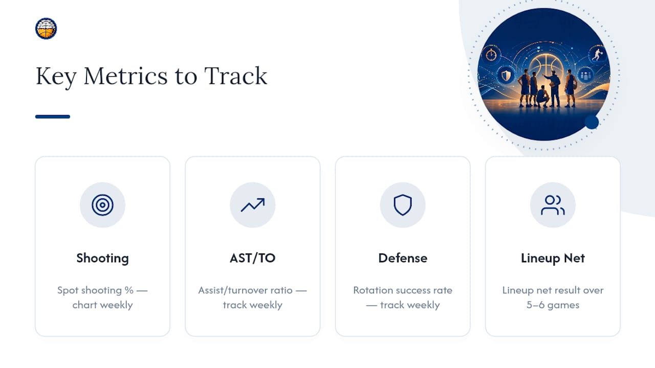 Diagram showing basketball player progress tracking metrics