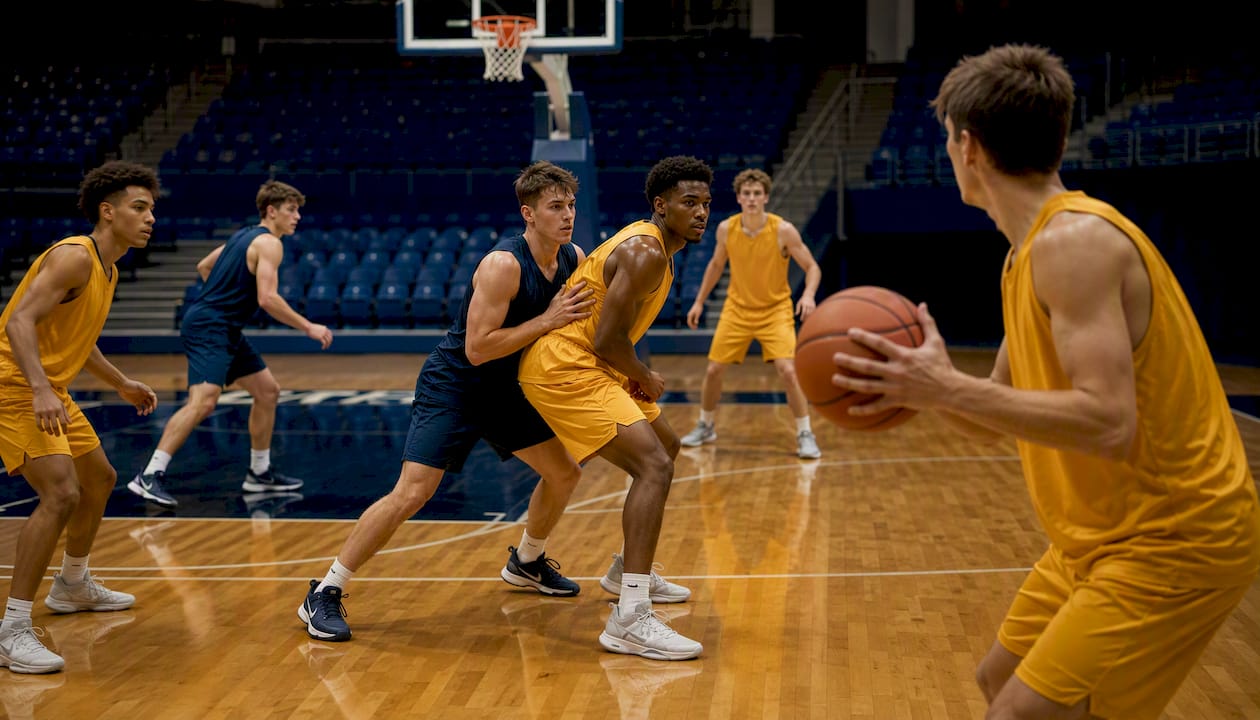 Post player sealing defender for entry pass