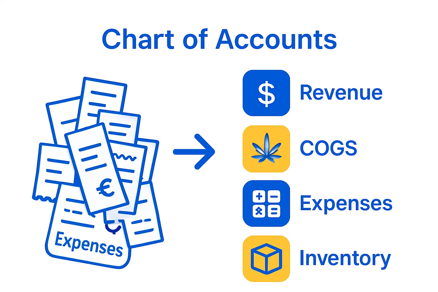 Comparison between messy expenses and organized chart of accounts categories