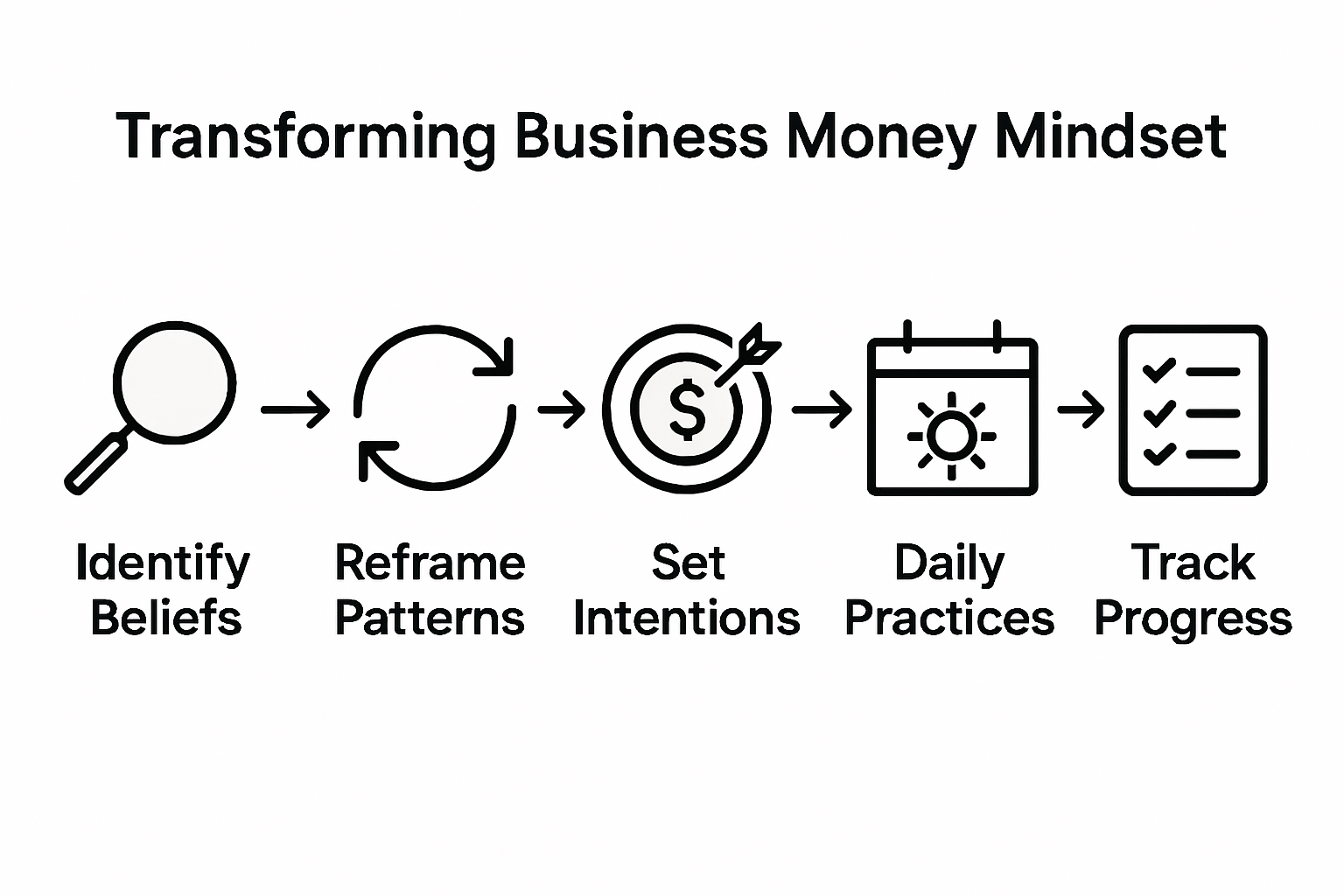 Infographic showing money mindset transformation steps